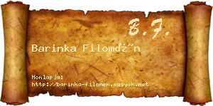 Barinka Filomén névjegykártya